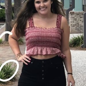 Buddy Love Game Day Red Smocked Crop Top